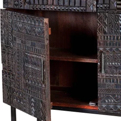 Wohnen Design Kombi-Kommode in Walnuss Braun - Solu