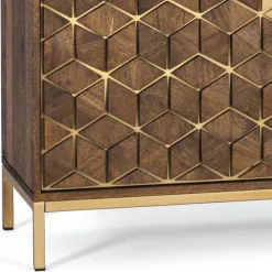 Wohnen Braune Möbel|Sideboards & Kommoden*Design Kombi-Kommode in Walnuss Braun und Gold - Feregato