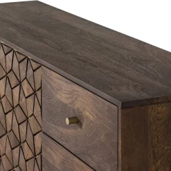 Wohnen Braune Möbel|Sideboards & Kommoden*Design Kombi-Kommode in Walnuss Braun und Gold - Feregato