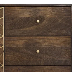 Wohnen Braune Möbel|Sideboards & Kommoden*Design Kombi-Kommode in Walnuss Braun und Gold - Feregato