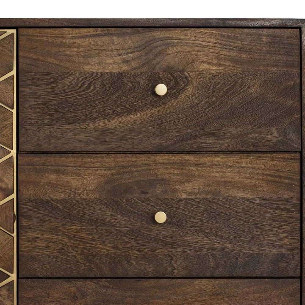 Wohnen Braune Möbel|Sideboards & Kommoden*Design Kombi-Kommode in Walnuss Braun und Gold - Feregato