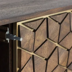 Wohnen Braune Möbel|Sideboards & Kommoden*Design Kombi-Kommode in Walnuss Braun und Gold - Feregato