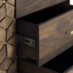 Wohnen Braune Möbel|Sideboards & Kommoden*Design Kombi-Kommode in Walnuss Braun und Gold - Feregato