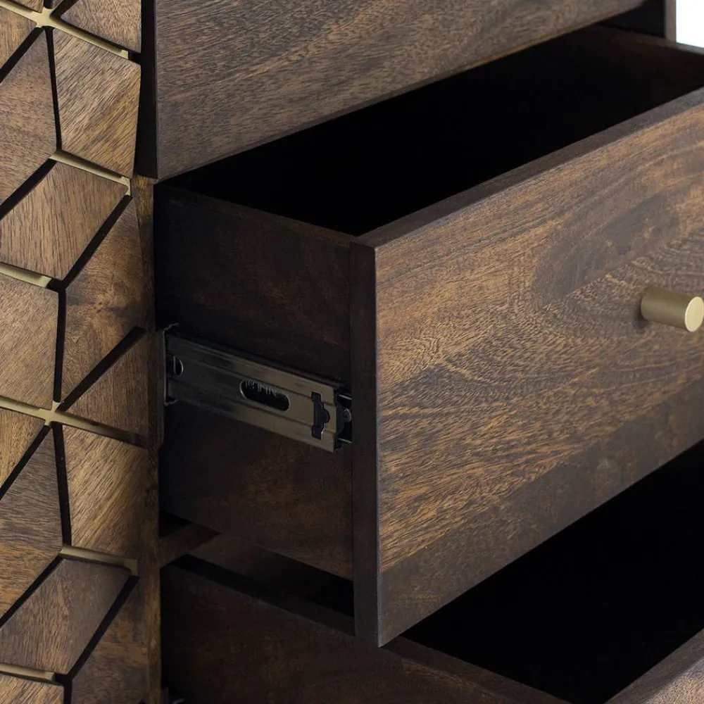 Wohnen Braune Möbel|Sideboards & Kommoden*Design Kombi-Kommode in Walnuss Braun und Gold - Feregato