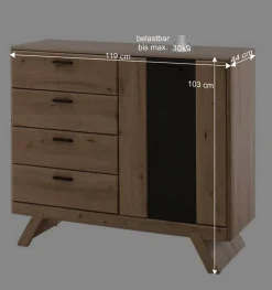 Wohnen Design Kombikommode 119x103x44 cm - Larinca