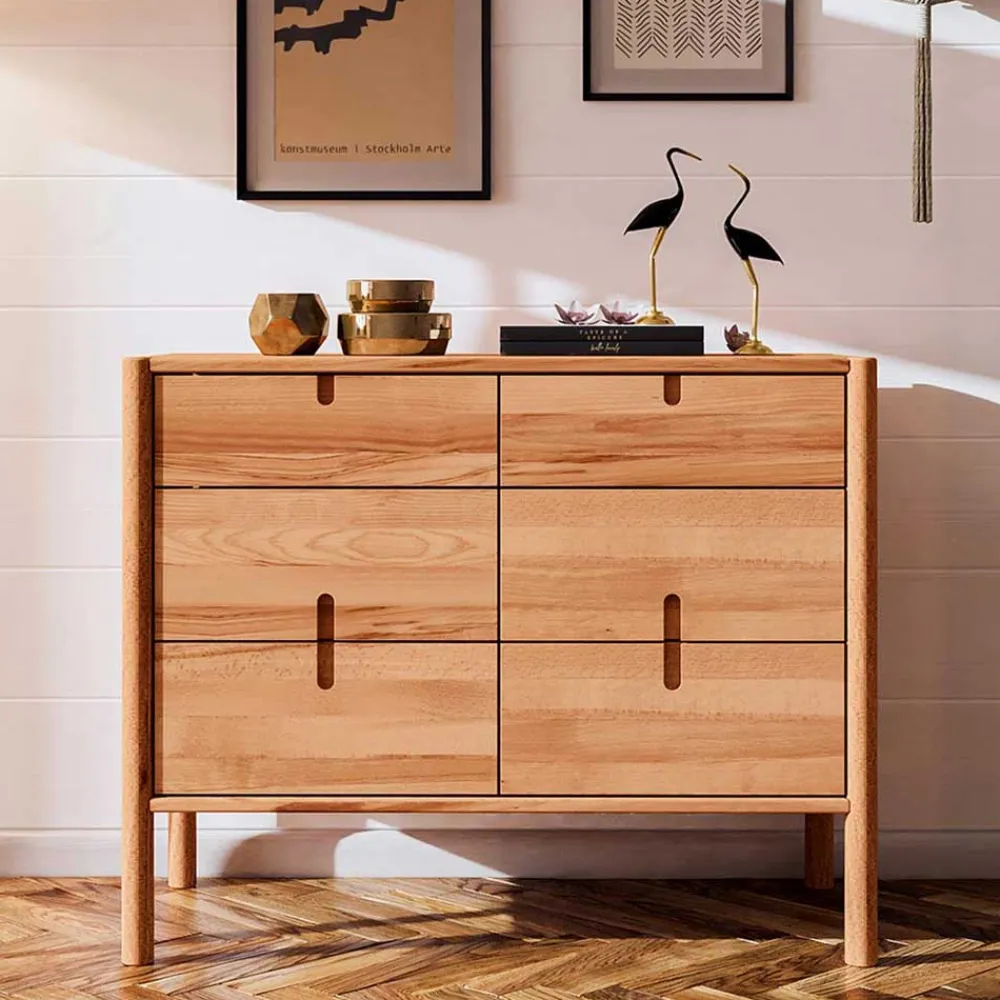 Wohnen Design Kommode aus Wildbuche Massivholz - Indrya