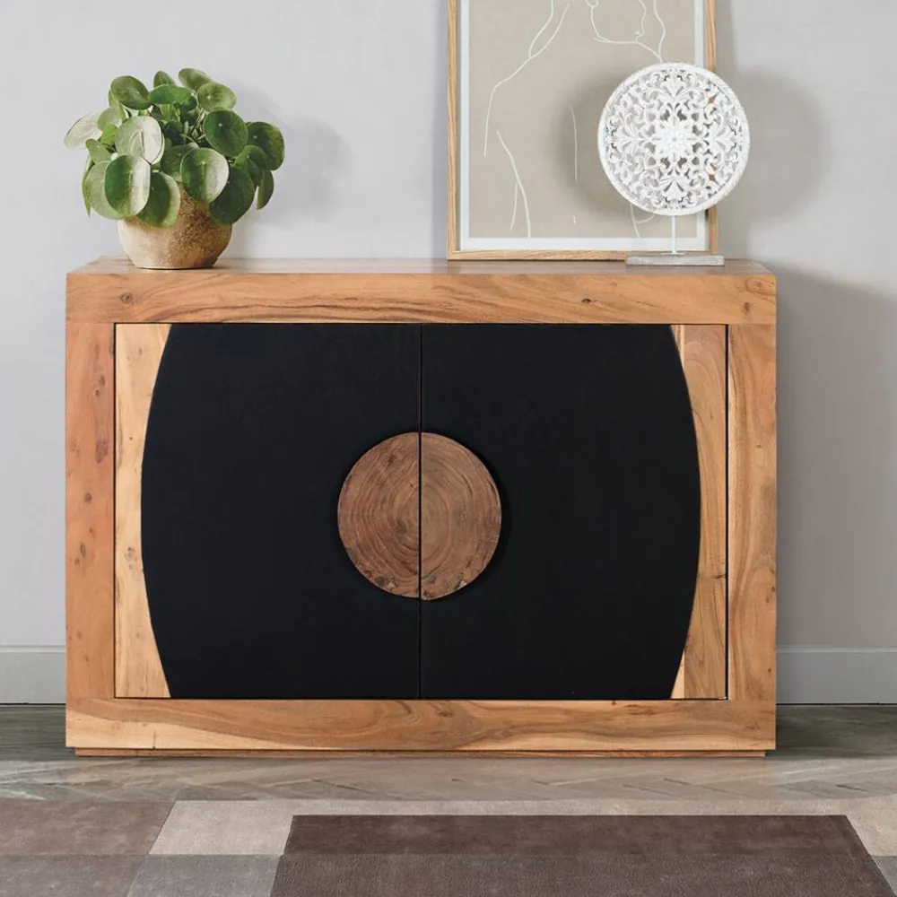 Wohnen Küchenschränke*Design Kommode in Natur und Schwarz - Lugano