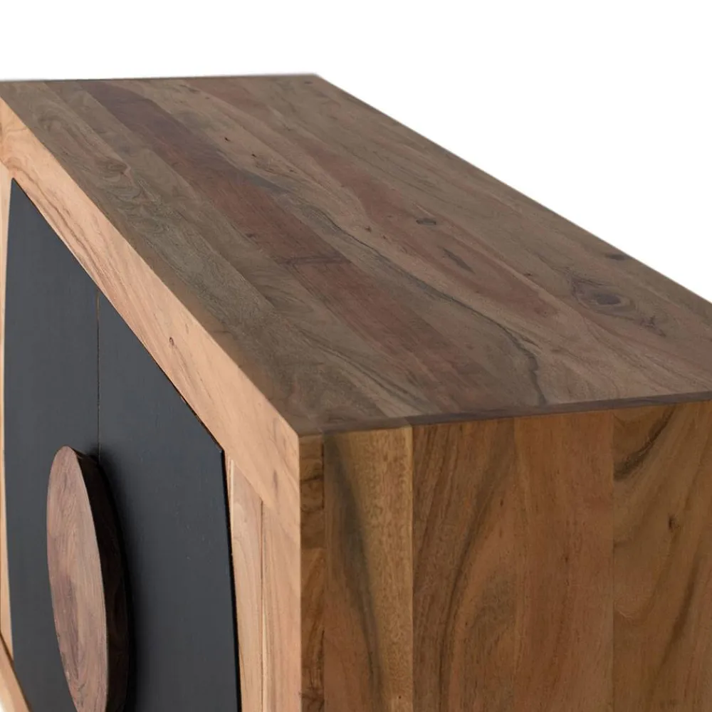 Wohnen Küchenschränke*Design Kommode in Natur und Schwarz - Lugano