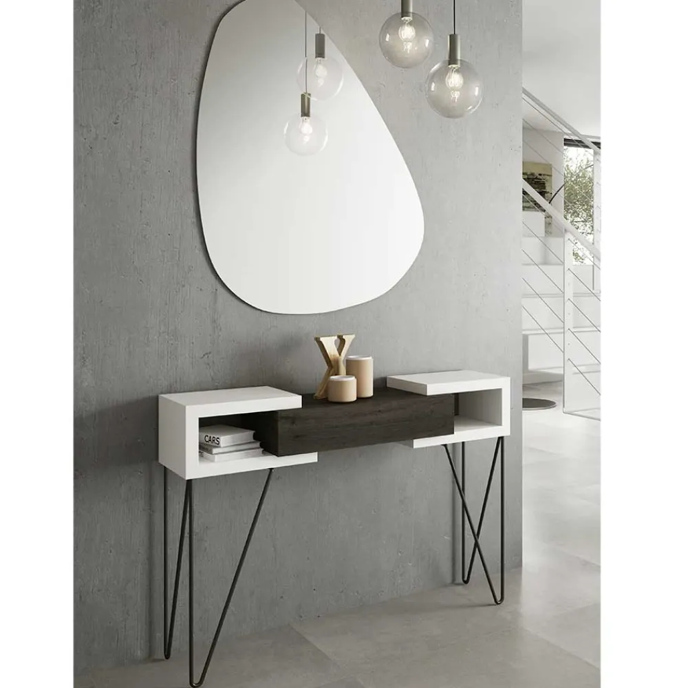 Wohnen Schwarze Möbel|Weiße Möbel*Design Konsolentisch & Spiegel Set - Elburg (zweiteilig)