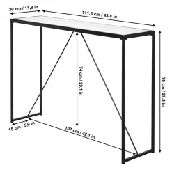 Wohnen Design Konsolentisch mit Schwarzglas Platte - Burano