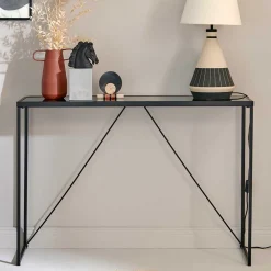 Wohnen Design Konsolentisch mit Schwarzglas Platte - Burano