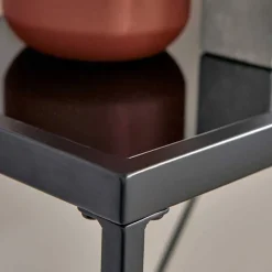 Wohnen Design Konsolentisch mit Schwarzglas Platte - Burano