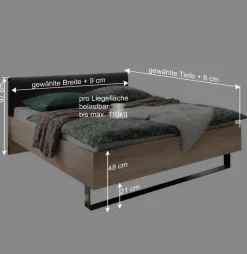 Wohnen Design Loft Bett mit Nachttischen - Licruva (dreiteilig)