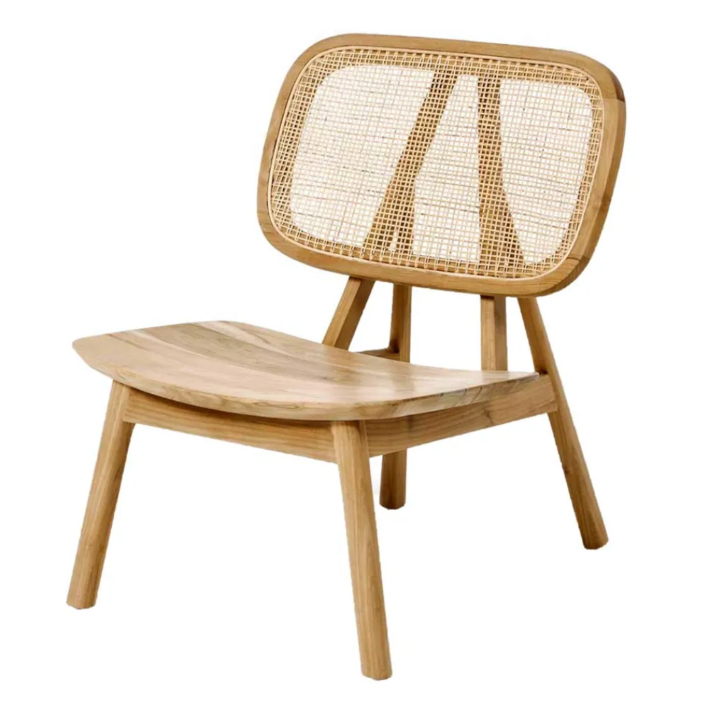 Wohnen Rattanmöbel*Design Loungestuhl aus Rattan & Teak - Plataya