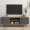 Wohnen Design Lowboard für TV in Grau & Natur - Ascolano
