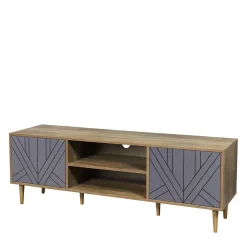 Wohnen Design Lowboard für TV in Grau & Natur - Ascolano