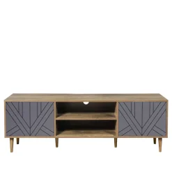 Wohnen Design Lowboard für TV in Grau & Natur - Ascolano