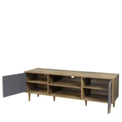 Wohnen Design Lowboard für TV in Grau & Natur - Ascolano