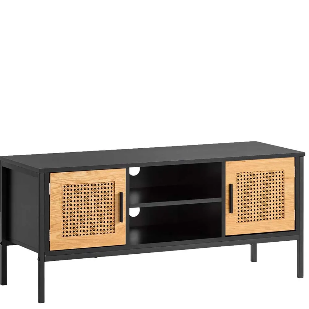 Wohnen Rattanmöbel*Design Lowboard in Schwarz und Natur - Around