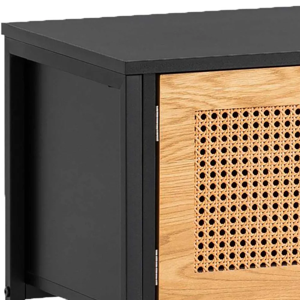 Wohnen Rattanmöbel*Design Lowboard in Schwarz und Natur - Around