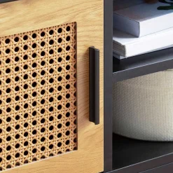 Wohnen Rattanmöbel*Design Lowboard in Schwarz und Natur - Around