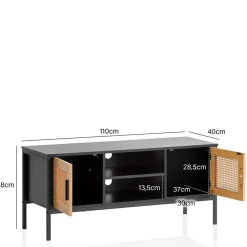 Wohnen Rattanmöbel*Design Lowboard in Schwarz und Natur - Around