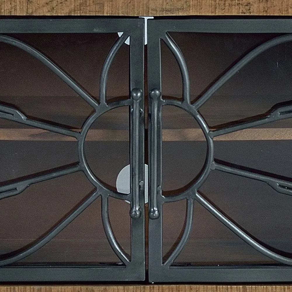 Wohnen Design Lowboard mit Glas Metalltüren - Everton