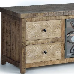 Wohnen Design Lowboard mit Glas Metalltüren - Everton