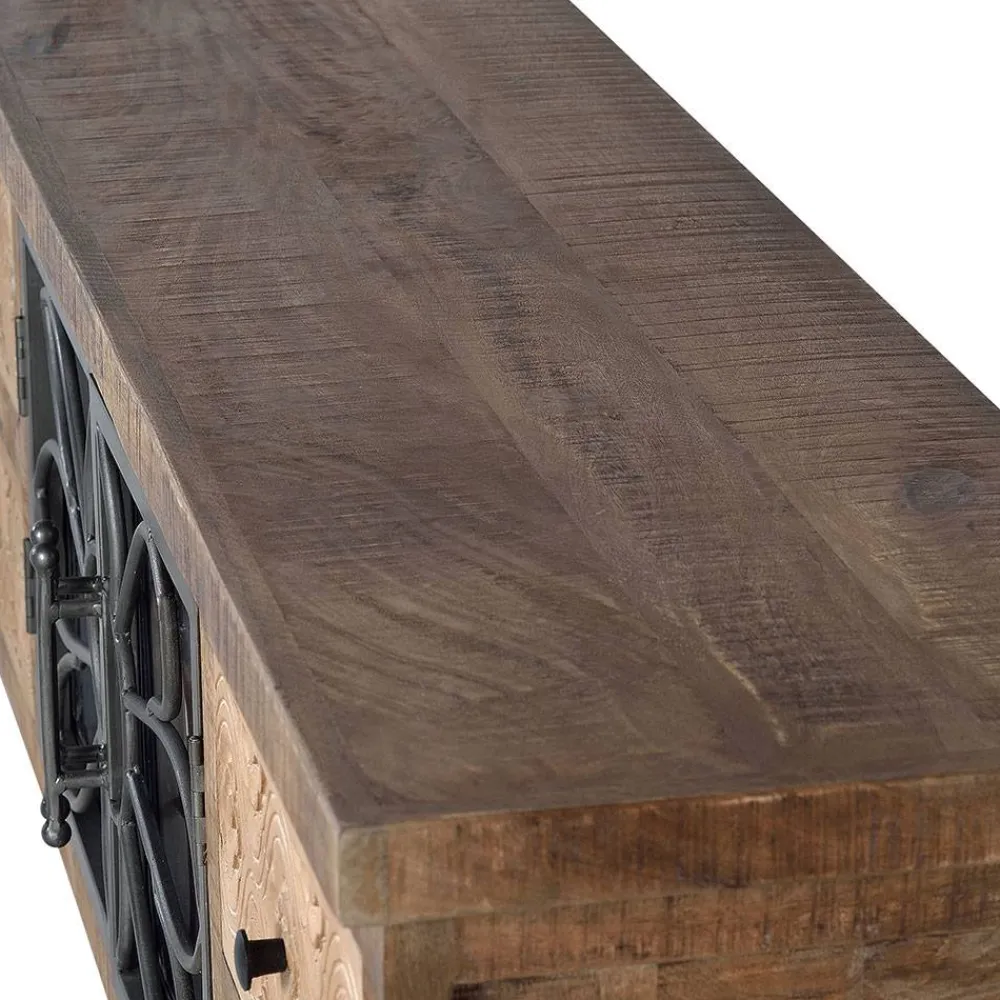 Wohnen Design Lowboard mit Glas Metalltüren - Everton