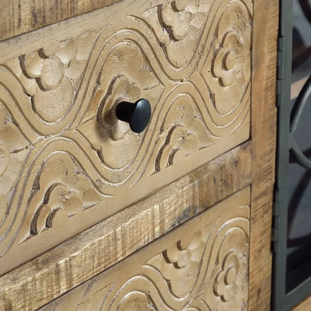 Wohnen Design Lowboard mit Glas Metalltüren - Everton