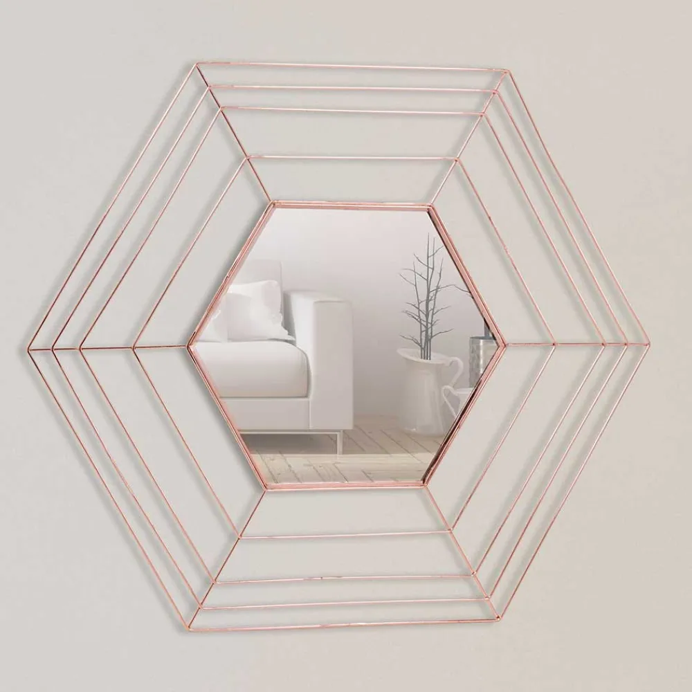 Wohnen Spiegel|Flurspiegel*Design Metall Spiegel in Kupferfarben - Monika