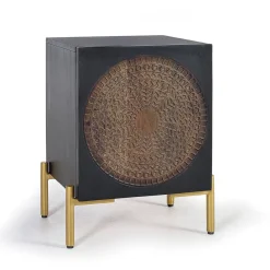 Wohnen Nachttische*Design Nachtschrank mit Mandala Schnitzerei - Synessa