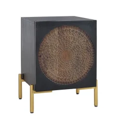 Wohnen Nachttische*Design Nachtschrank mit Mandala Schnitzerei - Synessa