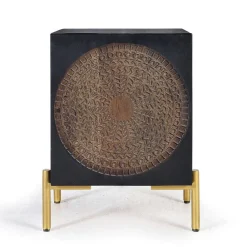 Wohnen Nachttische*Design Nachtschrank mit Mandala Schnitzerei - Synessa