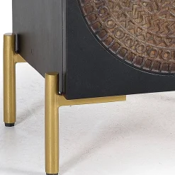 Wohnen Nachttische*Design Nachtschrank mit Mandala Schnitzerei - Synessa