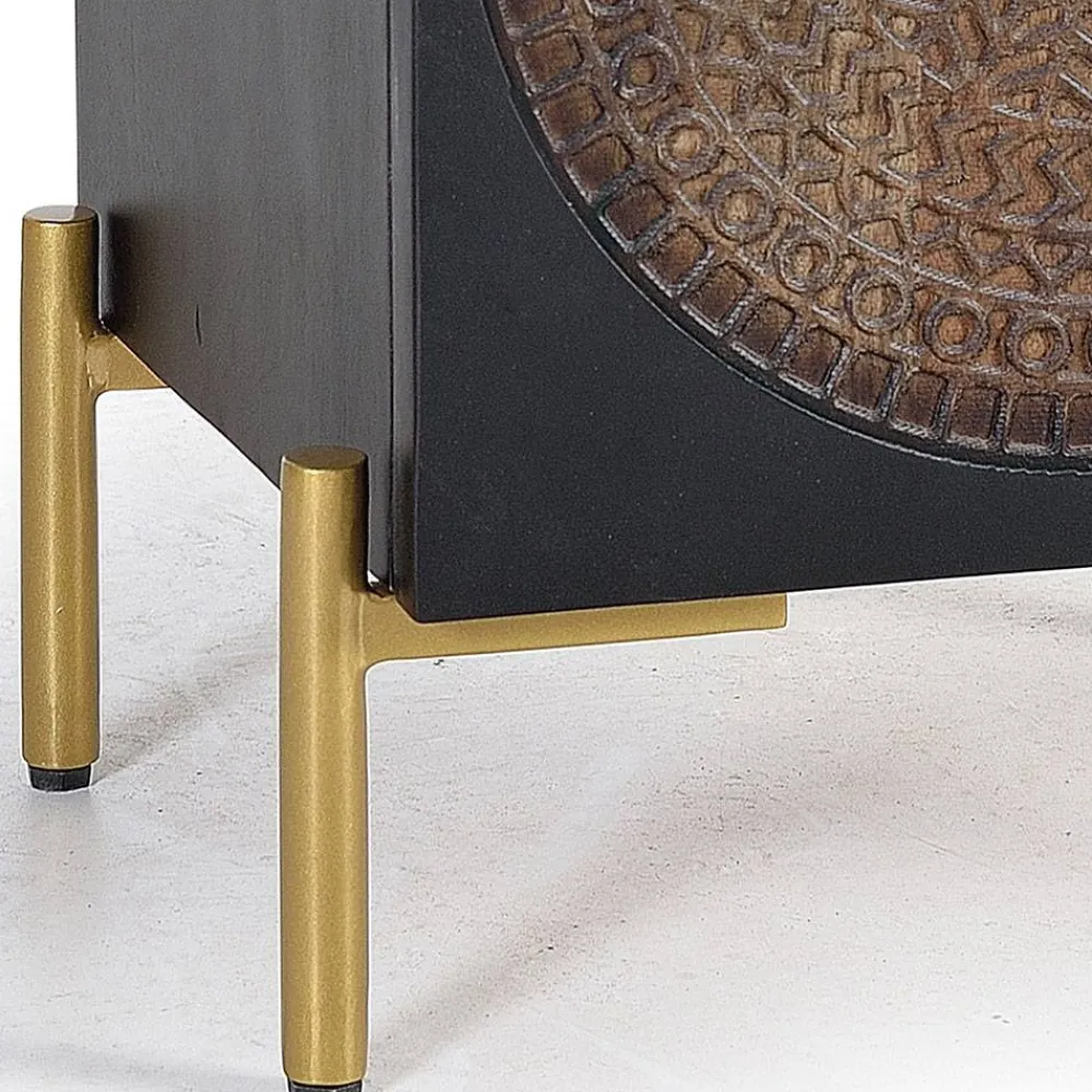 Wohnen Nachttische*Design Nachtschrank mit Mandala Schnitzerei - Synessa