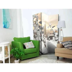 Wohnen Wohnzimmer-Regale|Paravents*Design Paravent Broken Wall & City - Wooden