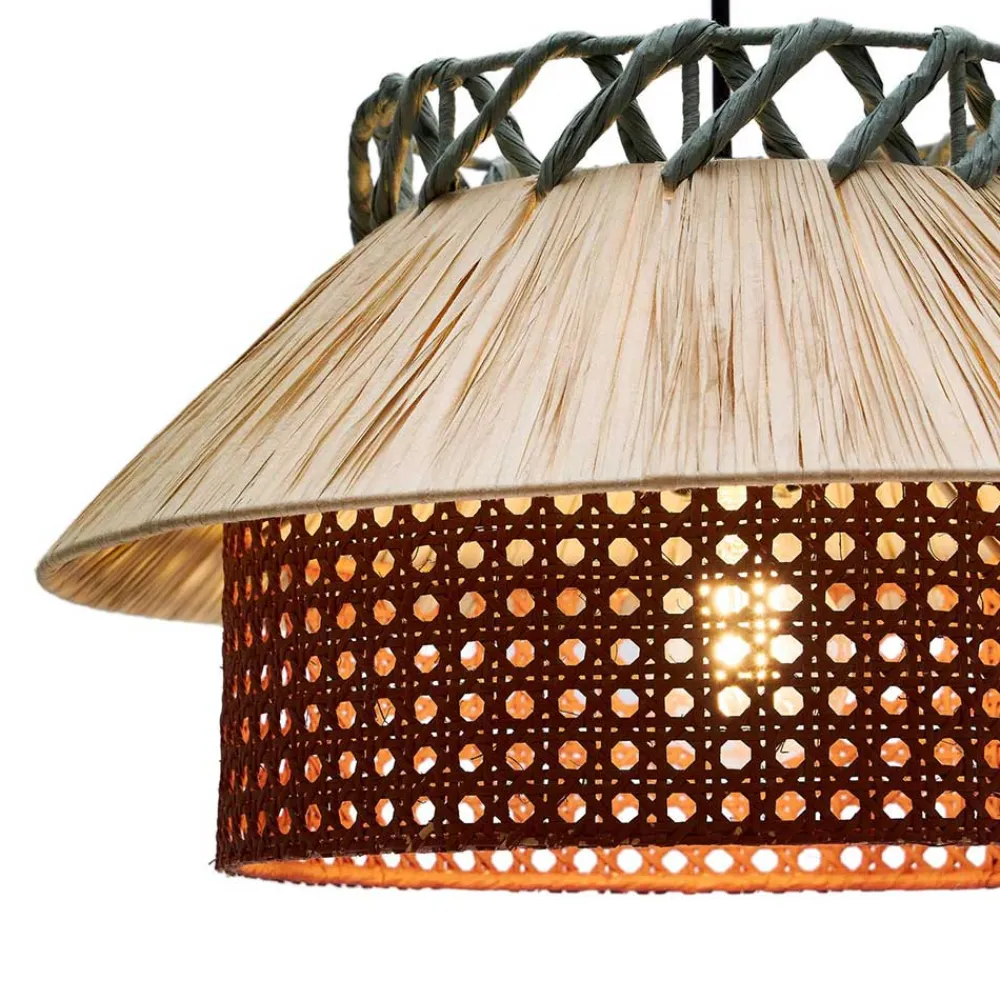Wohnen Rattanmöbel|Lampen & Leuchten*Design Pendelleuchte aus Raffia Bast Geflecht - Endjos