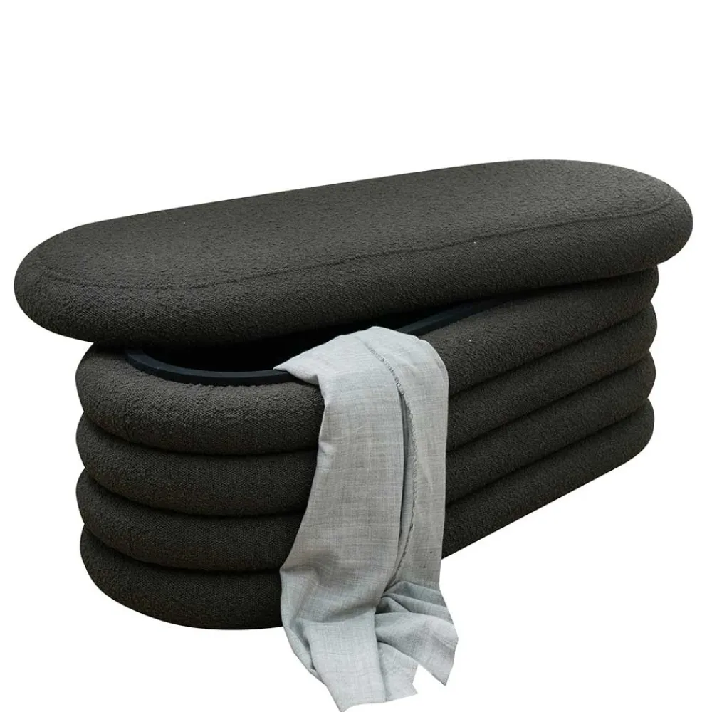 Wohnen Küchenbänke|Esszimmerbänke*Design Polsterbank in Anthrazit Boucle - Idris