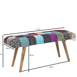 Wohnen Design Polsterbank mit Samt Patchwork Bezug - Clarisa