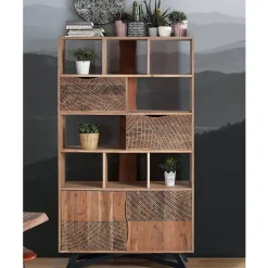 Wohnen Büro-Raumteiler*Design Regal mit Türen und Schubladen - Merlan