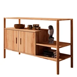 Wohnen Naturholzmöbel|Büro-Raumteiler*Design Regal mit zwei Fächern & Türen - Indrya