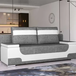 Wohnen Design Schlafcouch aus Stoff und Kunstleder - Diadora