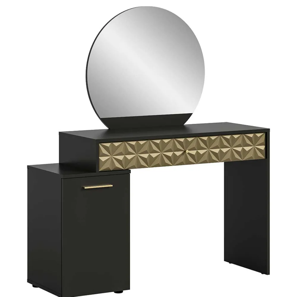 Wohnen Design Schminktisch in Schwarz und Gold - Madrilena