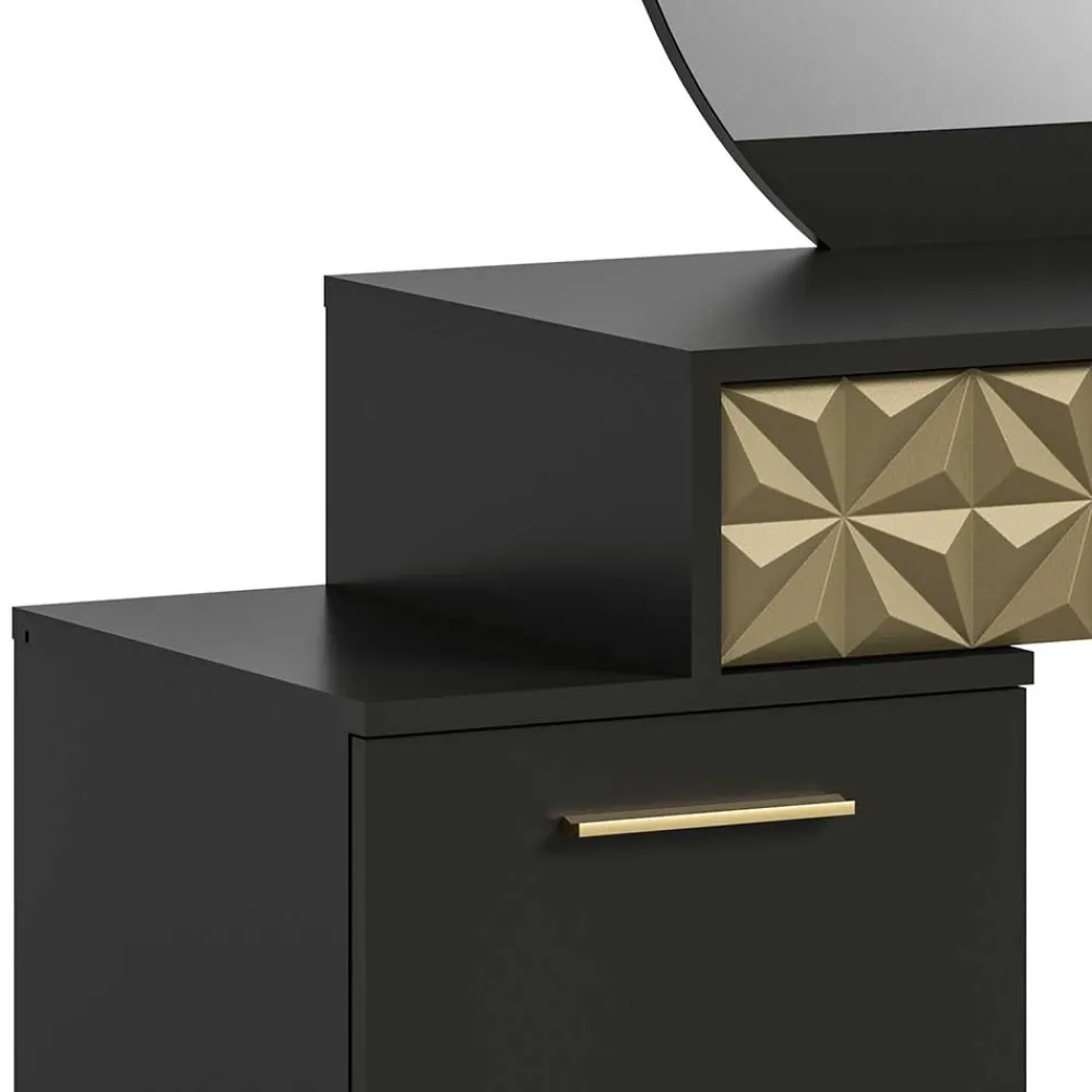 Wohnen Design Schminktisch in Schwarz und Gold - Madrilena