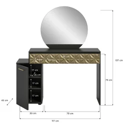 Wohnen Design Schminktisch in Schwarz und Gold - Madrilena