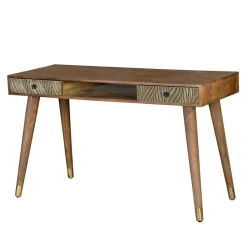 Wohnen Naturholzmöbel|Jugendzimmertische*Design Schreibtisch aus Mangoholz und Metall - Filurina