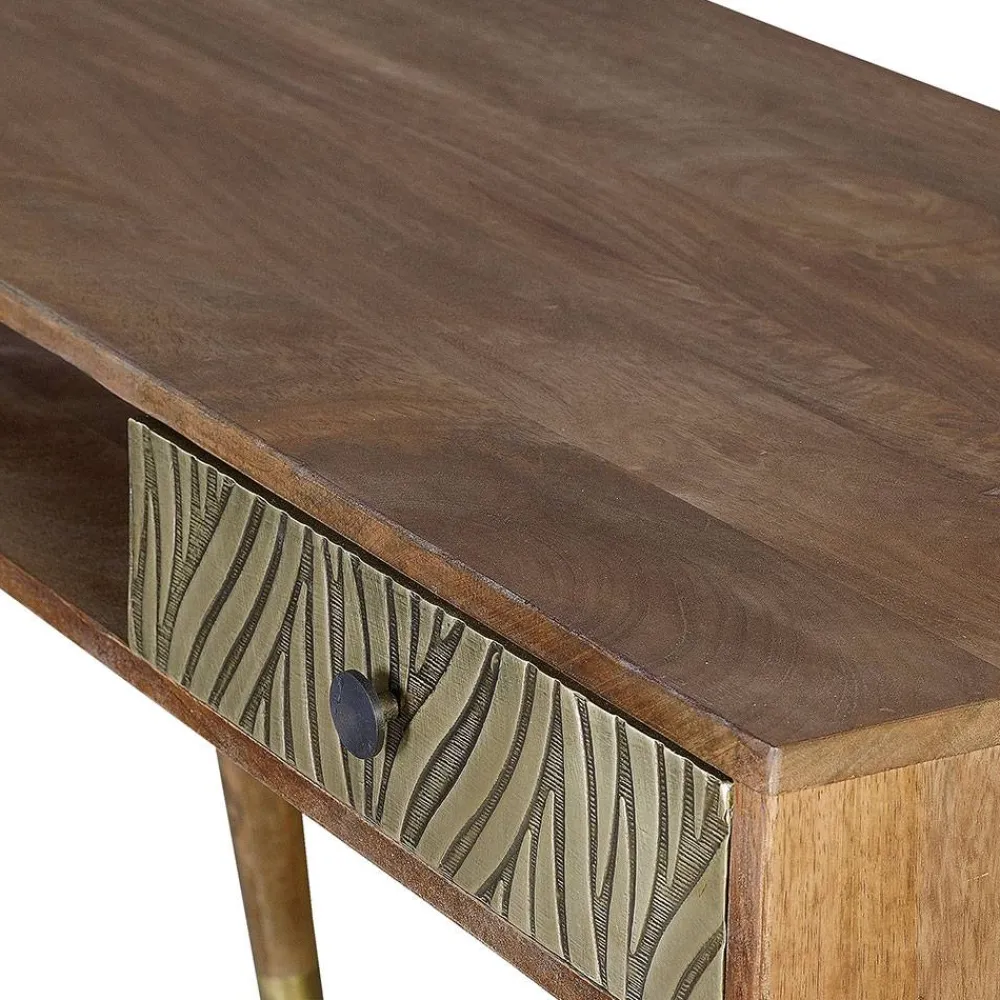 Wohnen Naturholzmöbel|Jugendzimmertische*Design Schreibtisch aus Mangoholz und Metall - Filurina