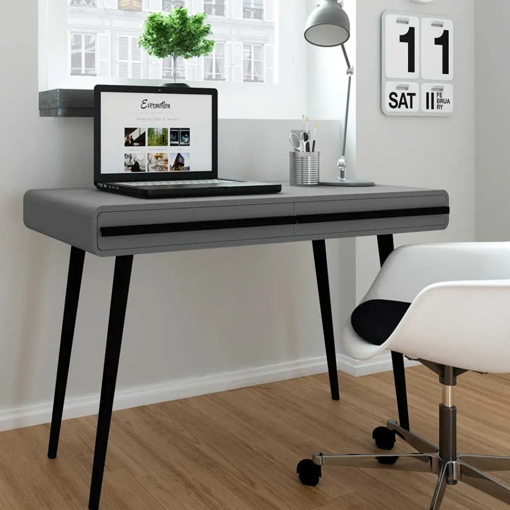 Wohnen Jugendzimmertische|Kinderschreibtische*Design Schreibtisch in Grau mit Schwarz - Pavias