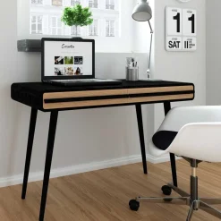 Kinder Wohnen Design Schreibtisch in Schwarz mit Eiche - Diadani